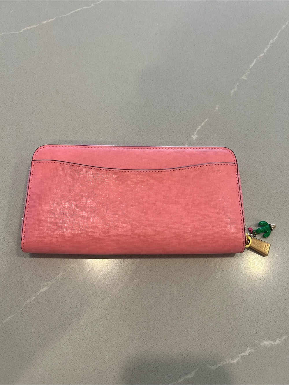 kate spade Pink Saffiano Zip-Around Wallet with Gold Logo - Picture 3 of 5